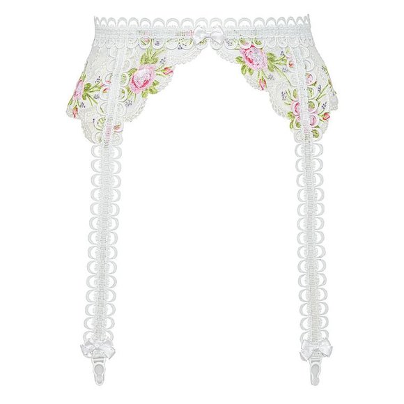 VS FOR LOVE & LEMONS XS/S Trellis Rose Garter Victoria's Secret White Floral NWT - Picture 11 of 12